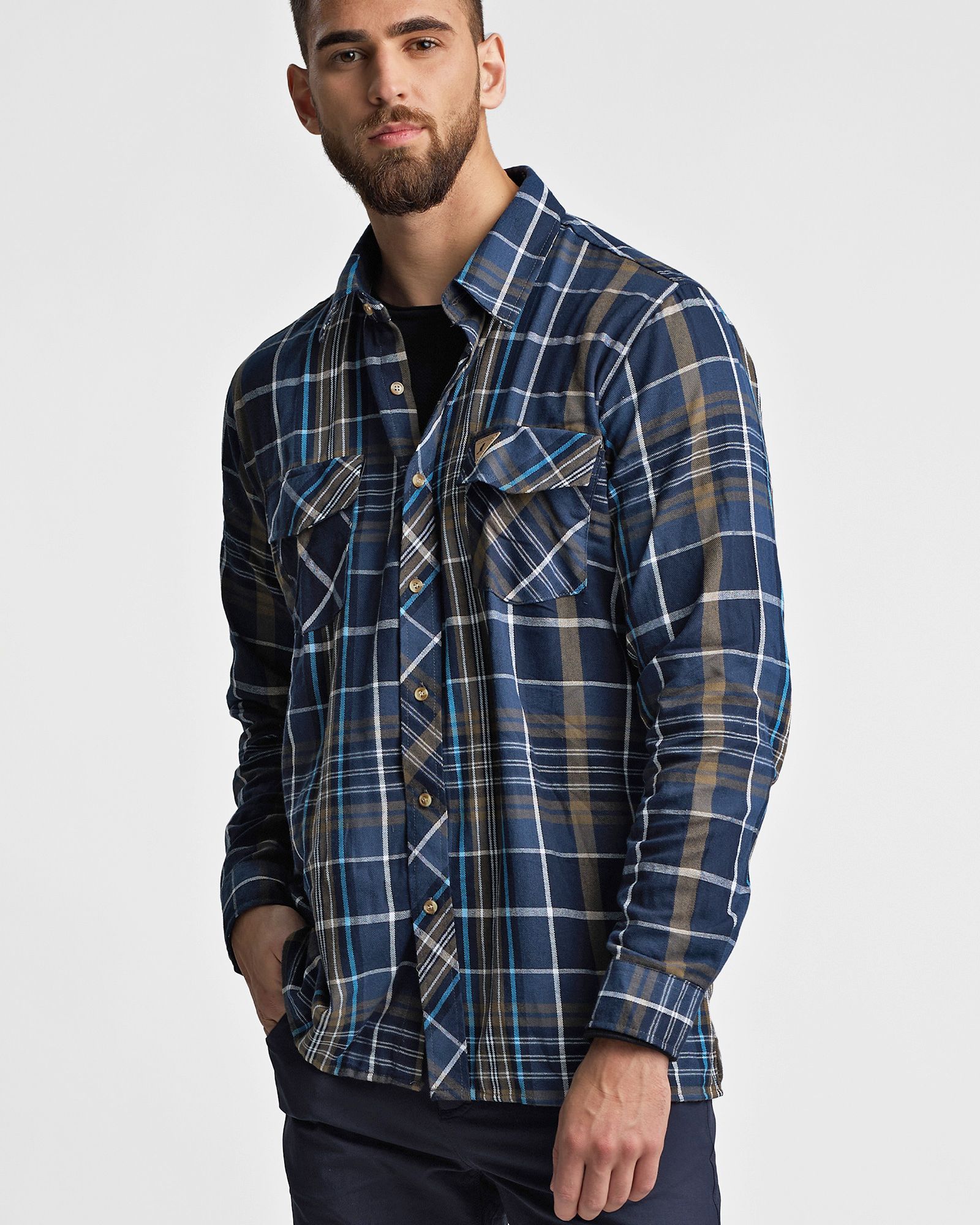 Skjorta Woodstock Blue-Brown 3XL-6XL