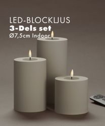Inomhus Deluxe LED-Blockljus Paket Ø7,5 SAND Set av 3