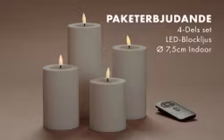 Inomhus Deluxe LED-Blockljus Paket Ø7,5 SAND Set av 4