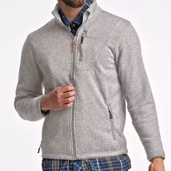 Flatfleece Tröja Herr – Ljusgrå Melange (Stora storlekar 3XL–4XL)