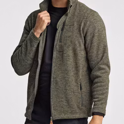 Flatfleece Tröja Herr – Grön Melange (Stora storlekar 3XL–5XL)
