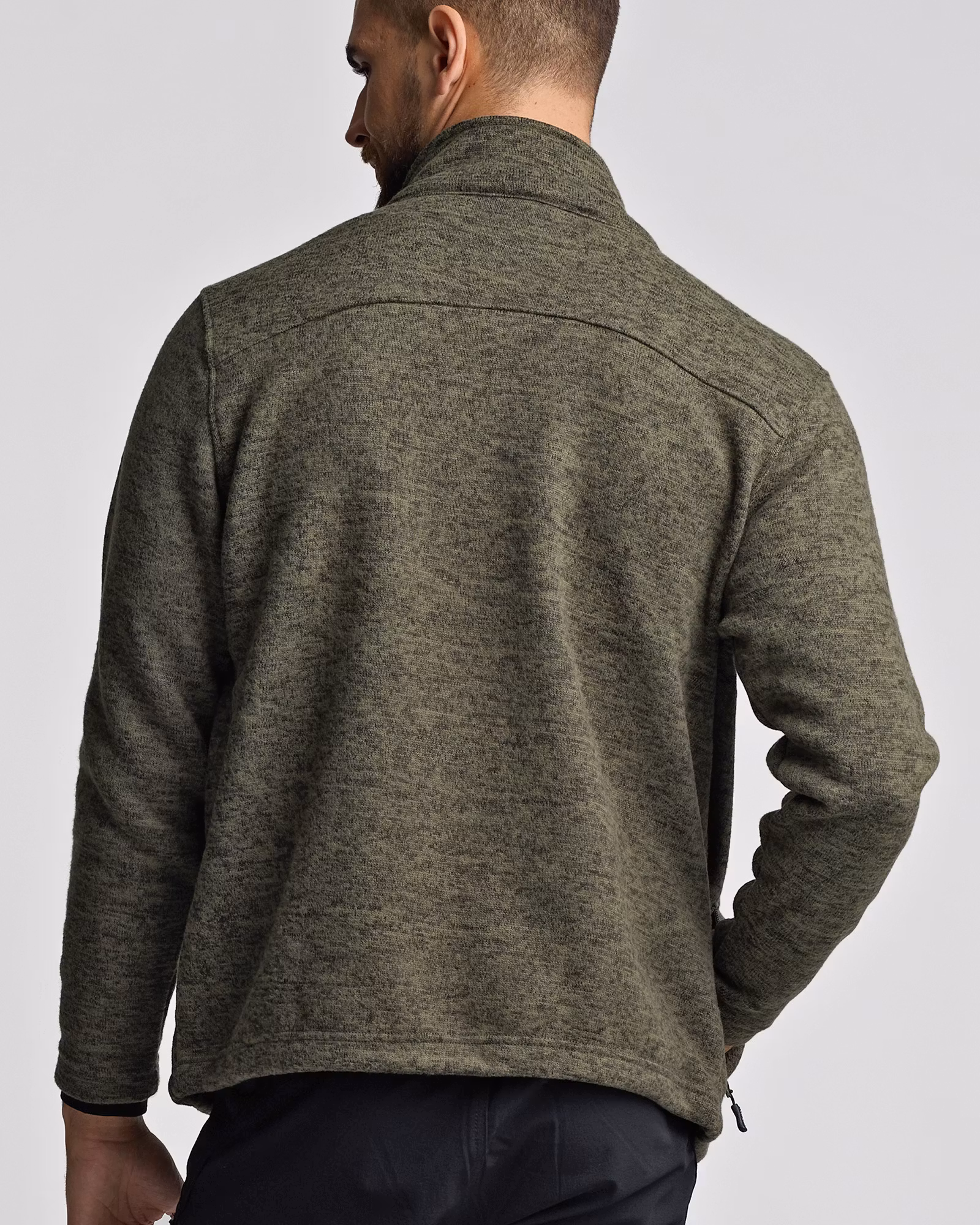 Flatfleece Tröja Herr – Grön Melange (Stora storlekar 3XL–5XL)
