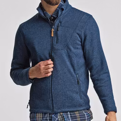Flatfleece Tröja Herr – InkBlå Melange (Stora storlekar 3XL–5XL)