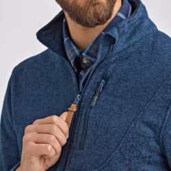 Flatfleece Tröja Herr – InkBlå Melange (Stora storlekar 3XL–5XL)