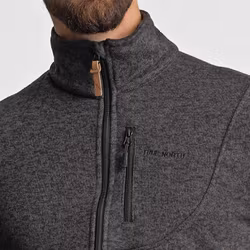 Flatfleece Tröja Herr – Svart Melange (Stora storlekar 3XL–5XL)