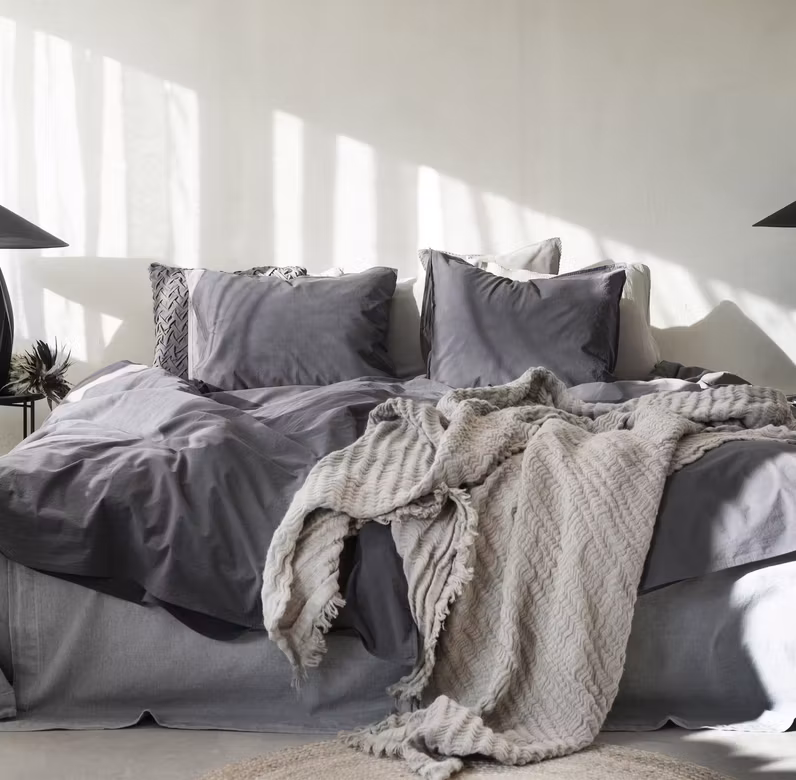 Påslakanset 3 del - Washed Percale, Antracit