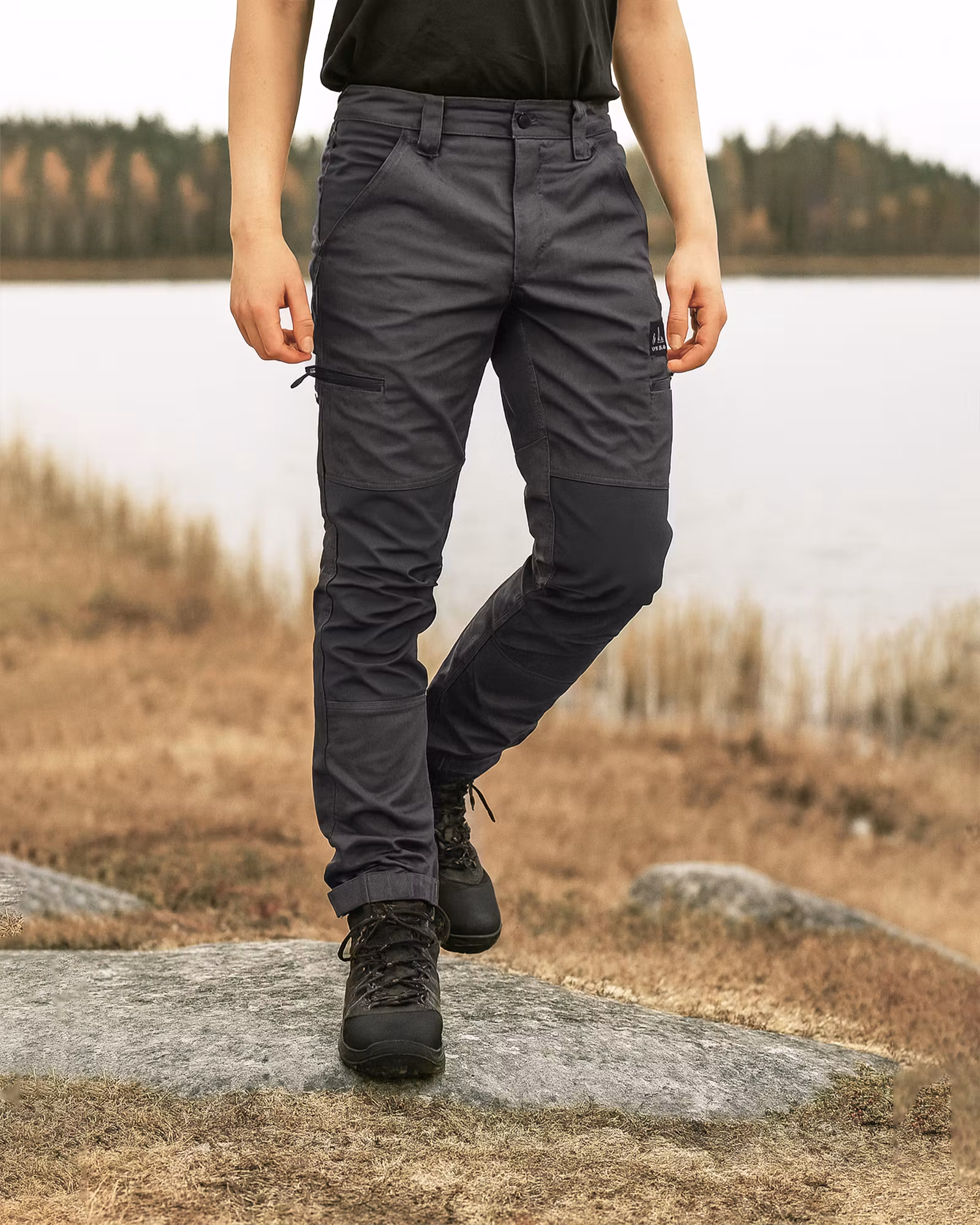 2H24 Outdoor- & Arbetsbyxa Herr – Regular Fit Mörkgrå | Mountain Trekking