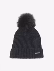 Pom Pom Beanie, Dark Grey Melange