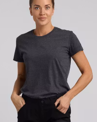 Mörkgrå T-shirt Dam i Bomull, Funktionell Bas för Friluftslivet