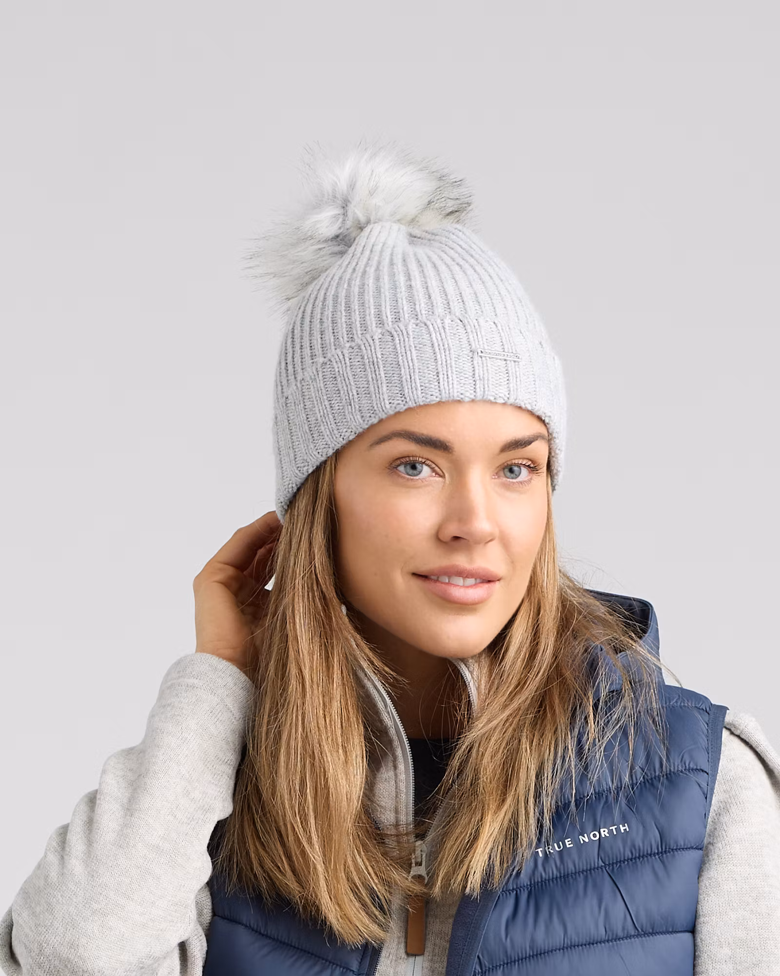 Pom Pom Beanie, Soft Grey