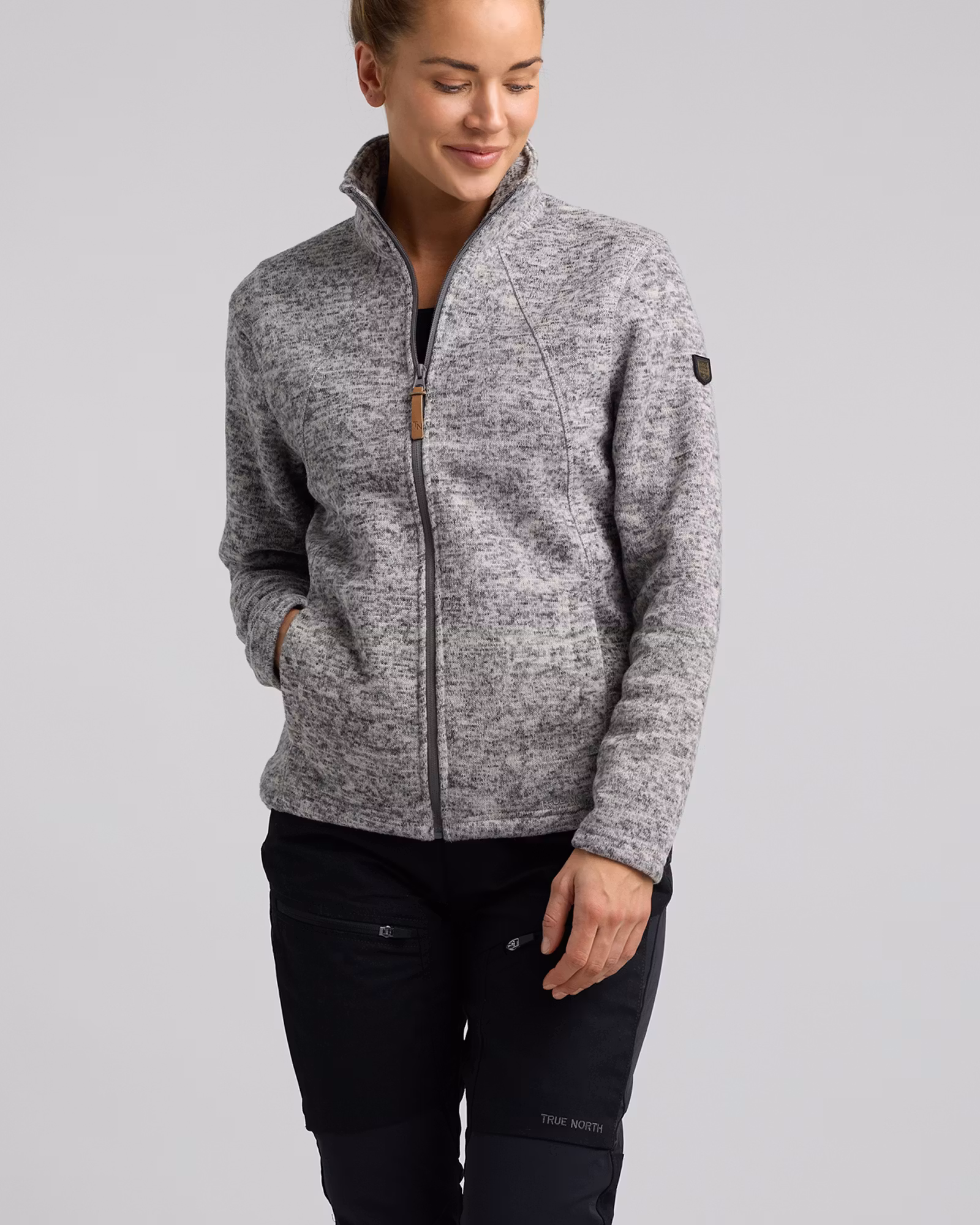 Flatfleece Jacka Dam Grå Melange