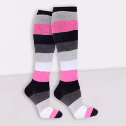 Blockrand Cerise/Grå Stödstrumpa 11-14 mmHg Bomull