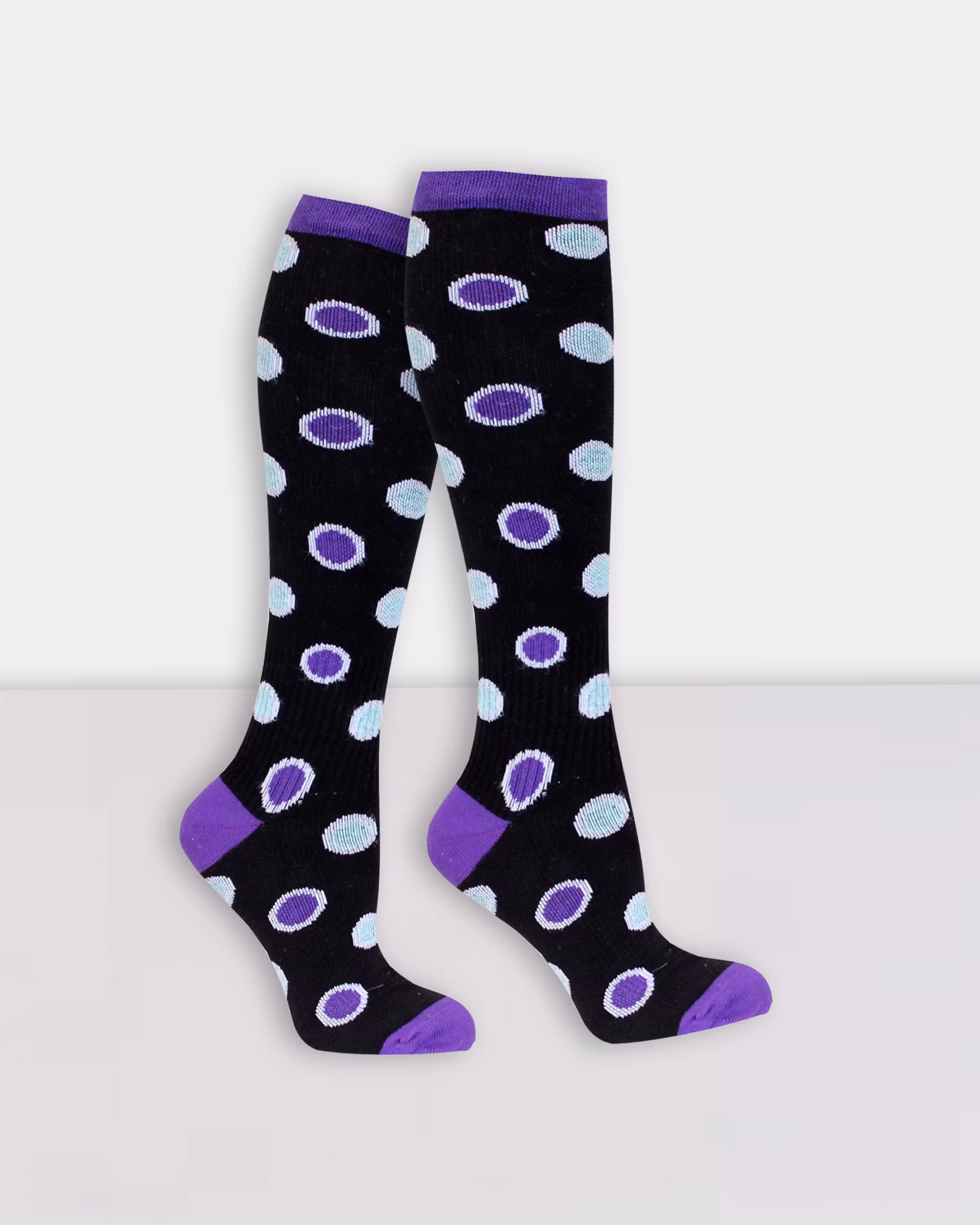 Dots Svart/Lila Stödstrumpa 11-14 mmHg Bomull