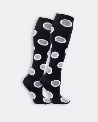 Bambu Stödstrumpa Big Dots, Svart  1-Par