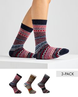Mönstrade Ullsockor i 3-pack