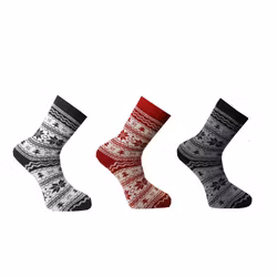Ullsockar Helfrotté Mönstrade i 3-pack