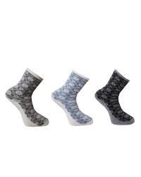 Frottéstickad Mjuka Mönstrade Ullstrumpor i 3-pack