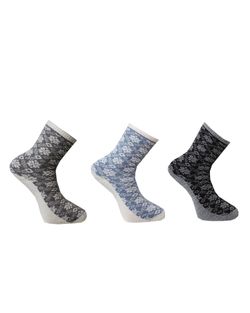 Frottéstickad Mjuka Mönstrade Ullstrumpor i 3-pack