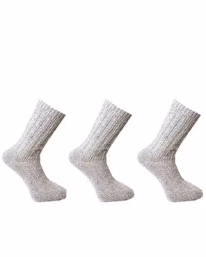 Raggsocka Ull 3-pack, Ljusgrå Melange