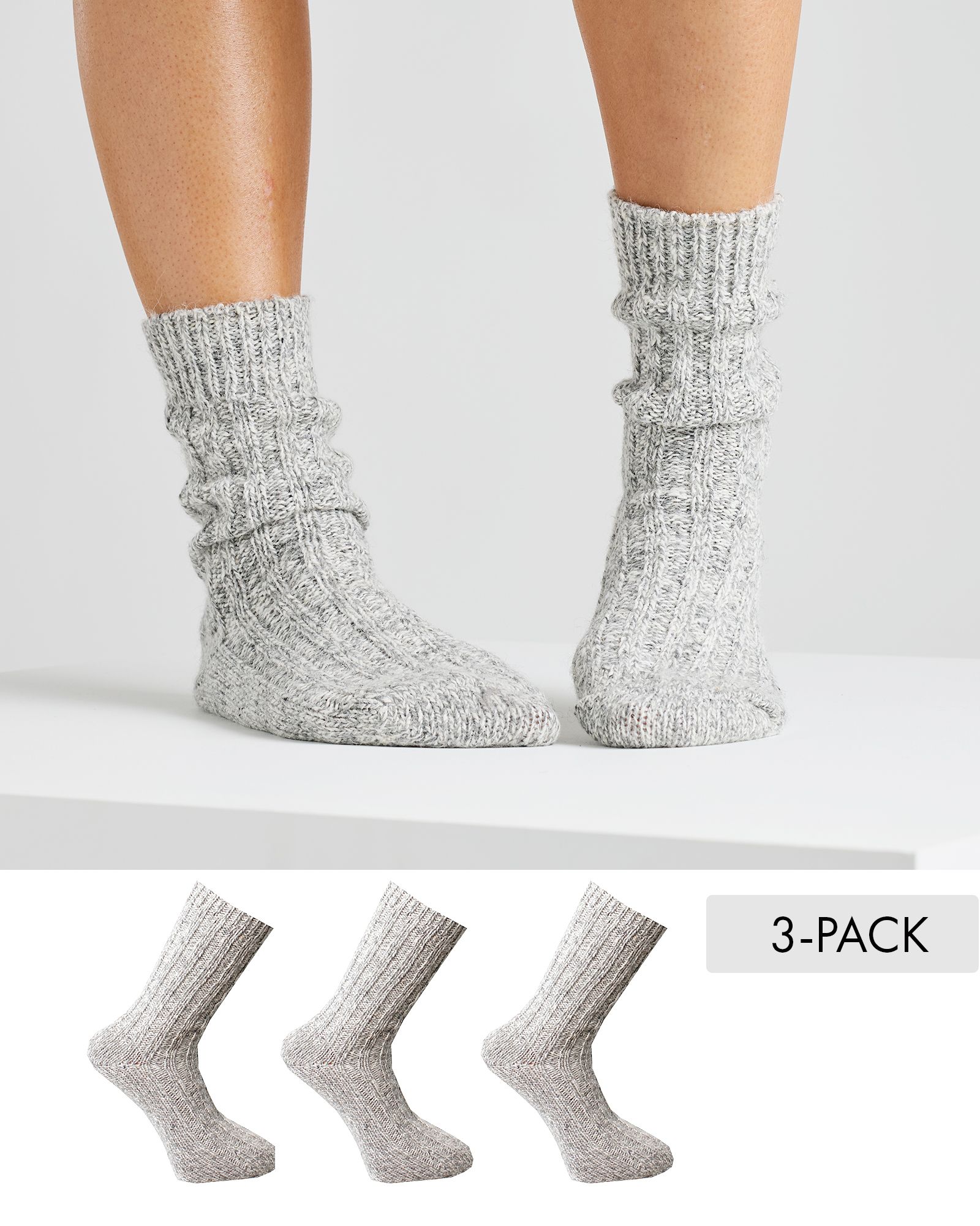 Raggsocka i Ull, Ljusgrå 3-par