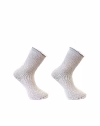 Helfrottéstickade Ullsockor i Cremevit 2-par