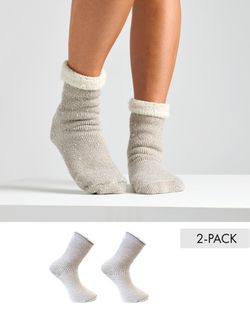 Helfrottéstickade Ullsockor i Cremevit 2-par