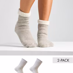 Ullfrotté Sockor, 2par - Beige/Vit