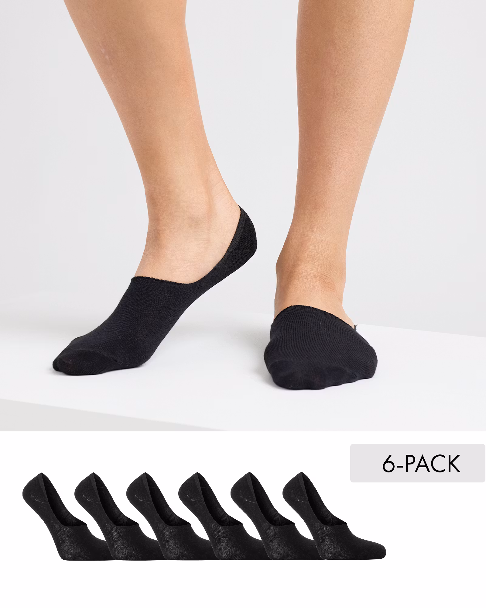 Invisible Socks Bambu, Svarta 6-par
