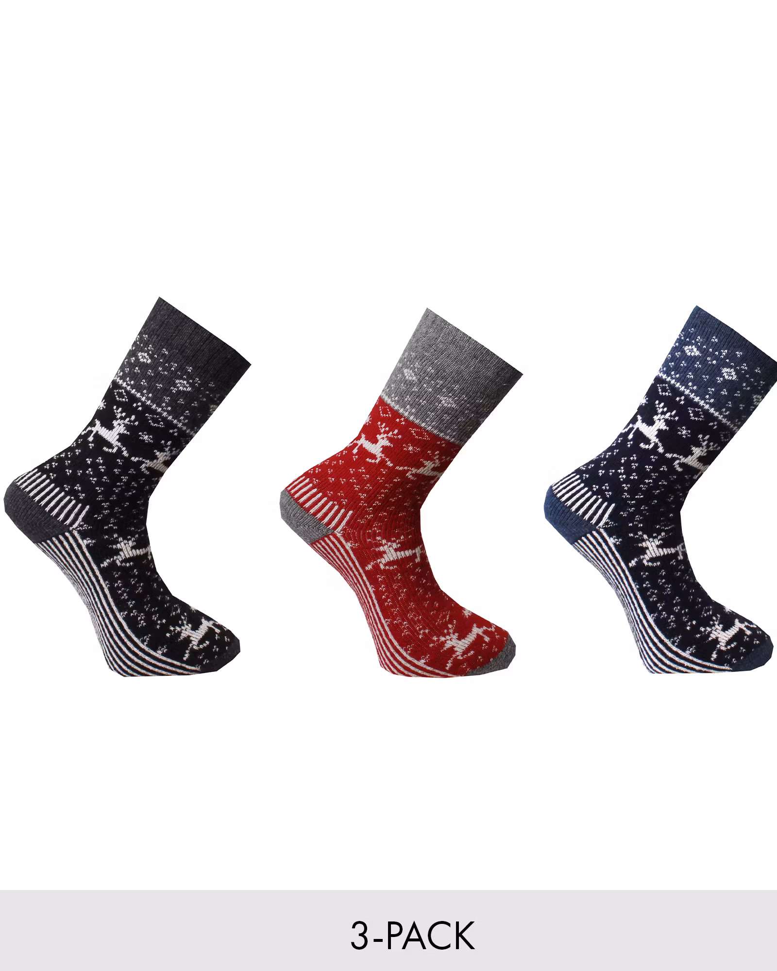 Mönstrade Ullsockor Reindeer i 3-pack