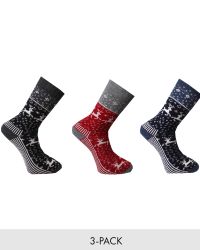 Mönstrade Ullsockor Reindeer i 3-pack