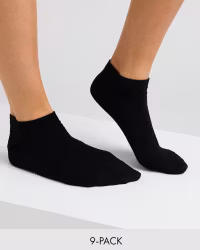 Sneaker Socks Bomull, Svart 9-Par