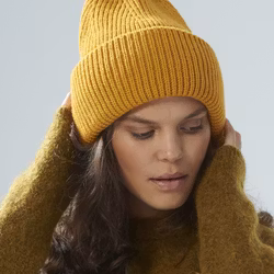 Ribbed Oversized Beanie, Yellow