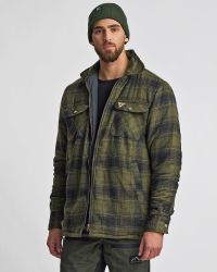 Overshirt Fodrad Flanell Herr, Skogsgrön
