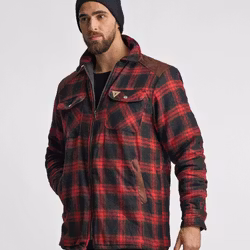 Overshirt Fodrad Flanell Herr, Röd/Svart