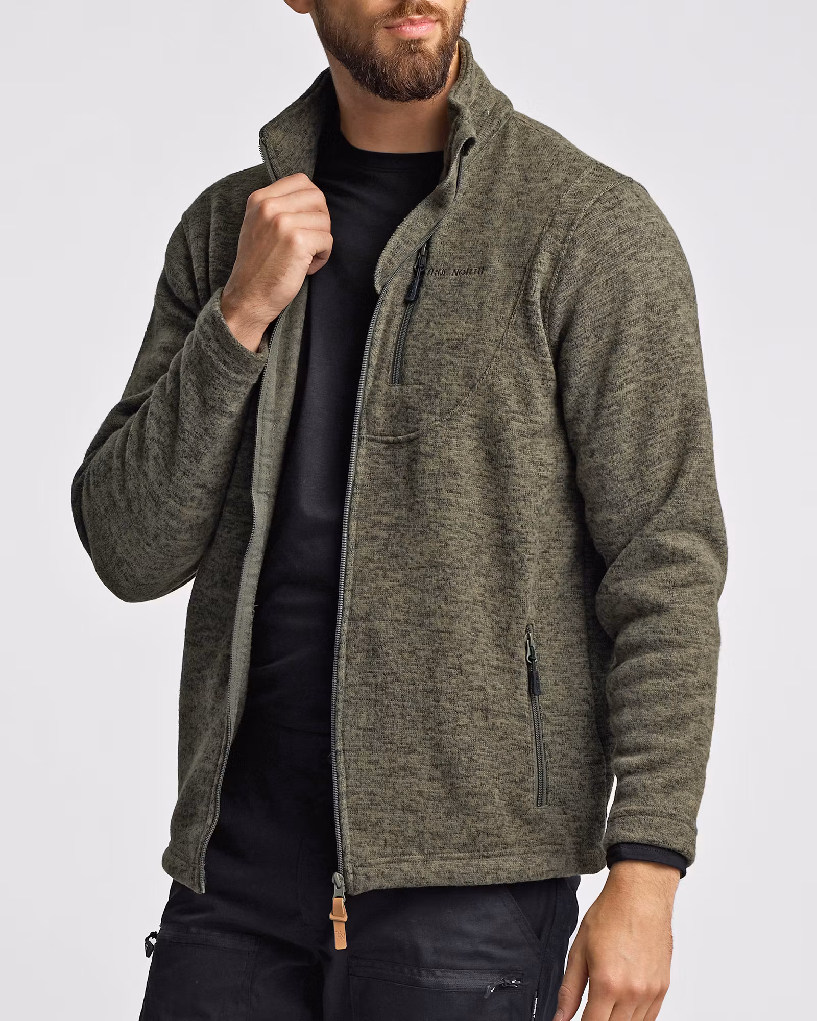 Flatfleece jacka Herr – Dusty Olive