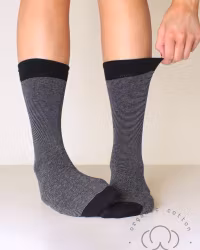 Organic Cotton Mini-Stripe, Svart-Grå 3-Par