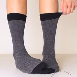 Organic Cotton Mini-Stripe, Svart-Grå 3-Par
