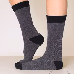Organic Cotton Mini-Stripe, Svart-Grå 3-Par