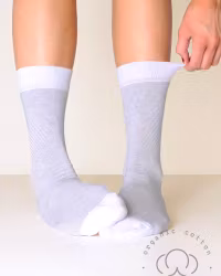 Organic Cotton Mini-Stripe, Vit-Grå 3-Par