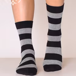 Quality Cotton, Stripes Svart-Grå, 3-Par