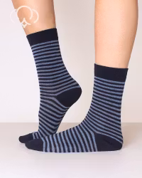Quality Cotton, Small-Stripes Blå, 3-Par