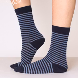 Quality Cotton, Small-Stripes Blå, 3-Par