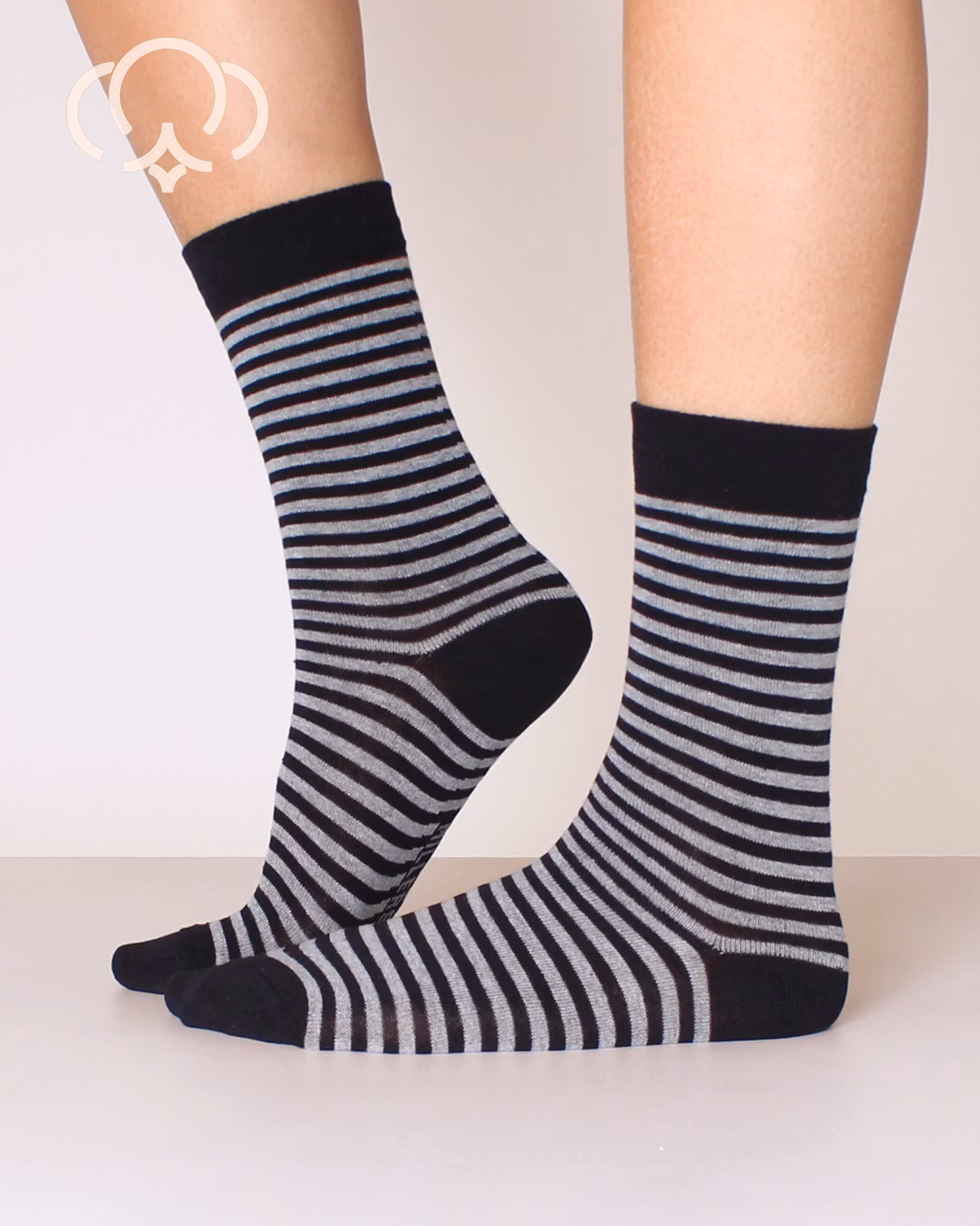 Quality Cotton, Small-Stripe Svart-Grå, 3-Par