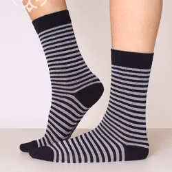 Quality Cotton, Small-Stripe Svart-Grå, 3-Par