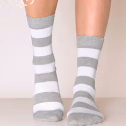 Quality Cotton, Stripes Vit-Grå, 3-Par