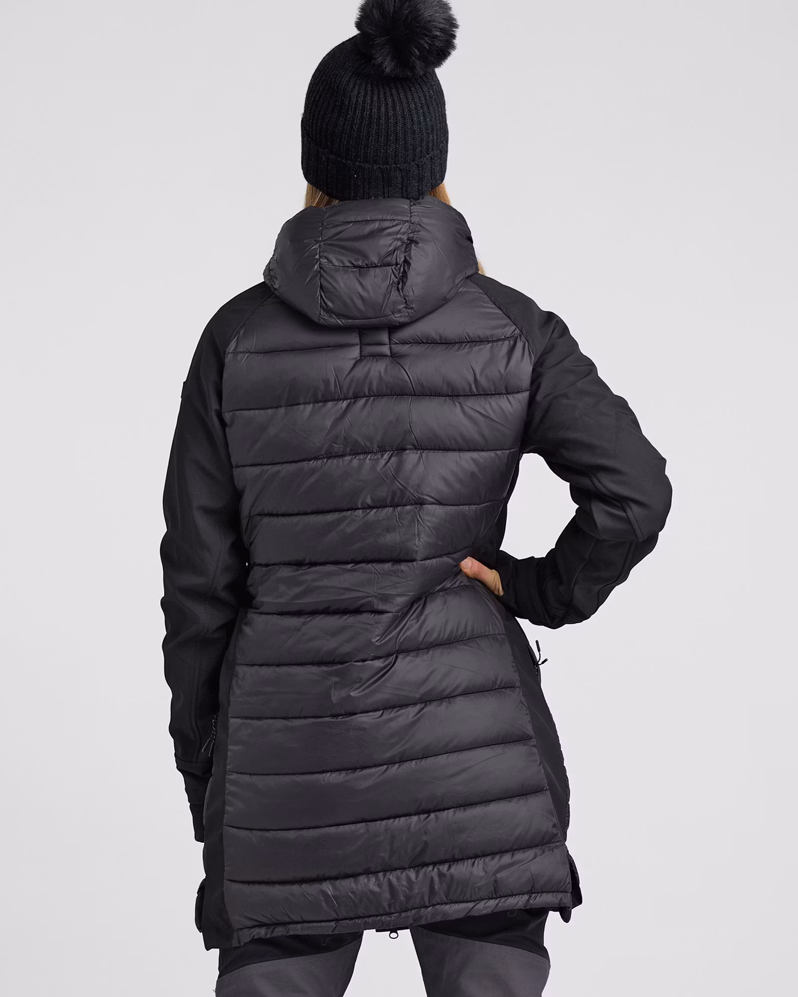 Long Jacket Softshell-Hybrid Dam, Svart