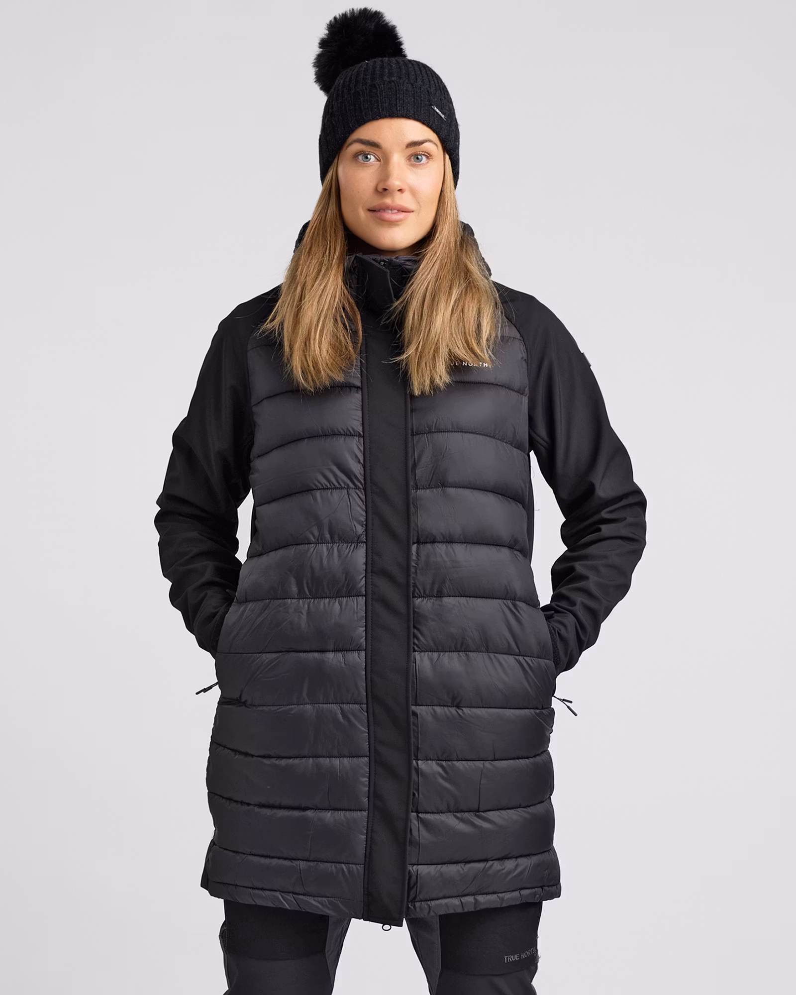 Long Jacket Softshell-Hybrid Dam, Svart