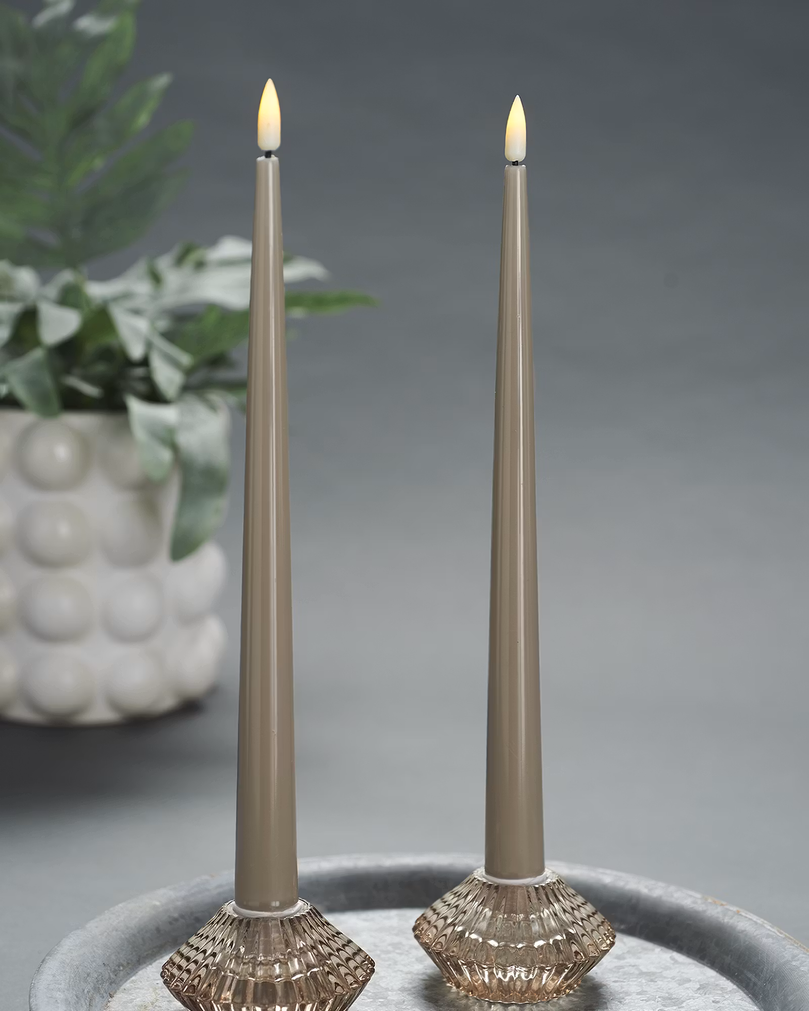 Deluxe LED-Shiny Dinner Candles – Real Flame H28, Set av 2