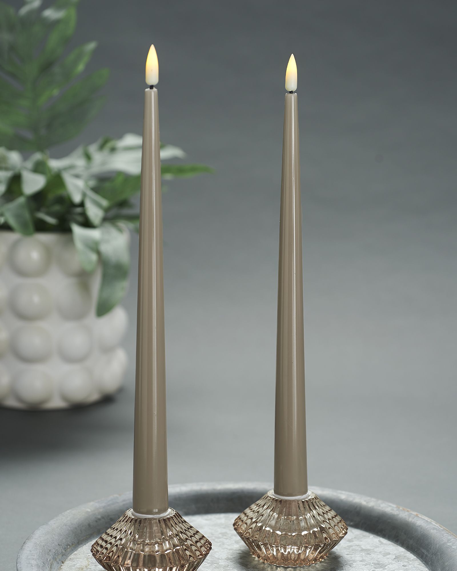 Deluxe LED-Shiny Dinner Candles – Real Flame H38, Set av 2