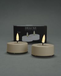 LED-Tealight SAND Ø 6,1 Jumbo, Set av 2